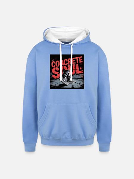 Concrete Soul Street Art Design - Unisex Contrast Hoodie - sky blue/white