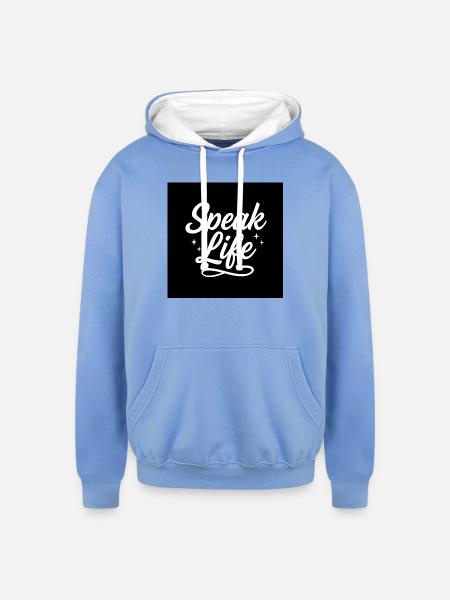 Speak Life – Inspirational Christian Quote - Unisex Contrast Hoodie - sky blue/white