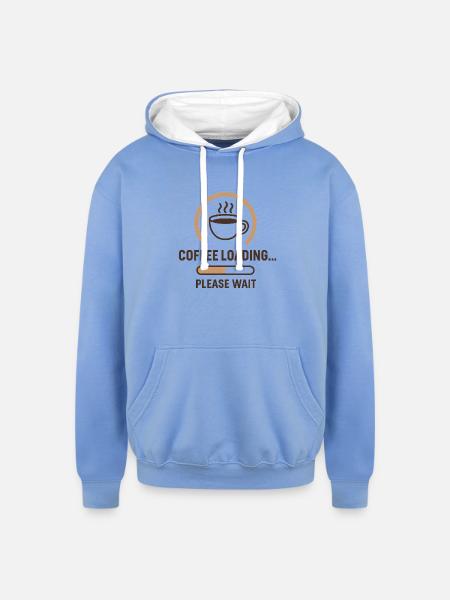 Coffee Loading Please Wait - Unisex Contrast Hoodie - sky blue/white