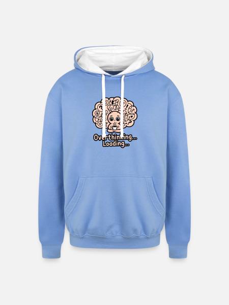 Overthinking Loading Brain - Unisex Contrast Hoodie - sky blue/white