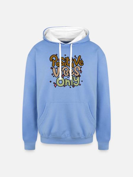 Positive Vibes Only - Unisex Contrast Hoodie - sky blue/white