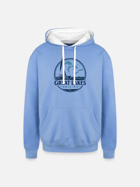 Great Lakes Sailing Logo - Unisex Contrast Hoodie - sky blue/white