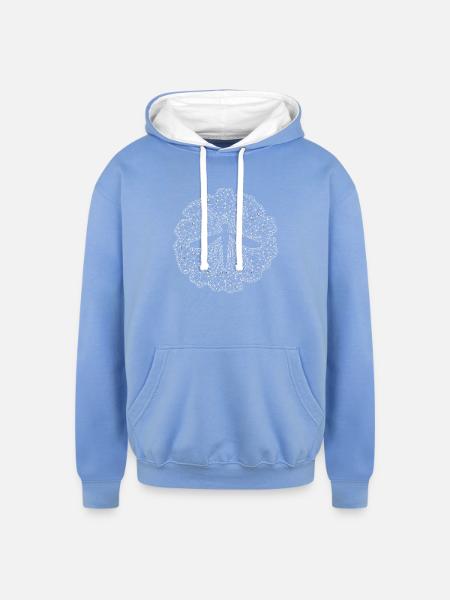Geometric Mosquito Mesh Circle - Unisex Contrast Hoodie - sky blue/white