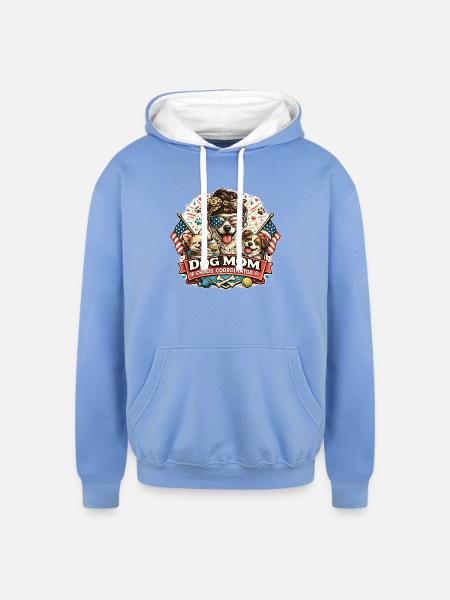Dog Mom Chaos Coordinator - Unisex Contrast Hoodie - sky blue/white