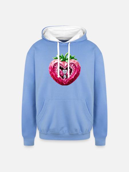 UNIQUELY DELICIOUS - Unisex Contrast Hoodie - sky blue/white