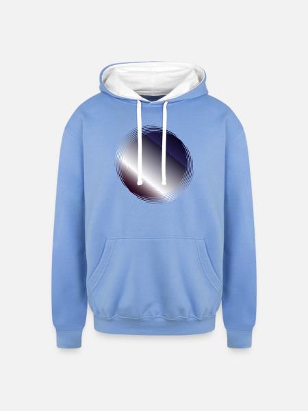 Circular Gradient Ripple - Unisex Contrast Hoodie - sky blue/white