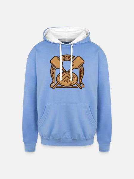Bakers Peel Bread Crest - Unisex Contrast Hoodie - sky blue/white