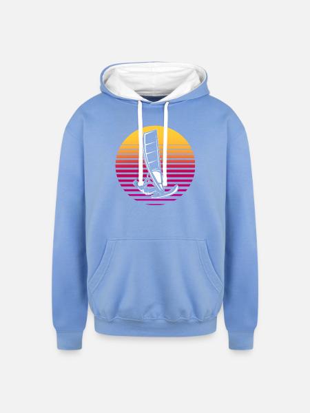 Windsurfing Water Sports Windsurfer - Unisex Contrast Hoodie - sky blue/white