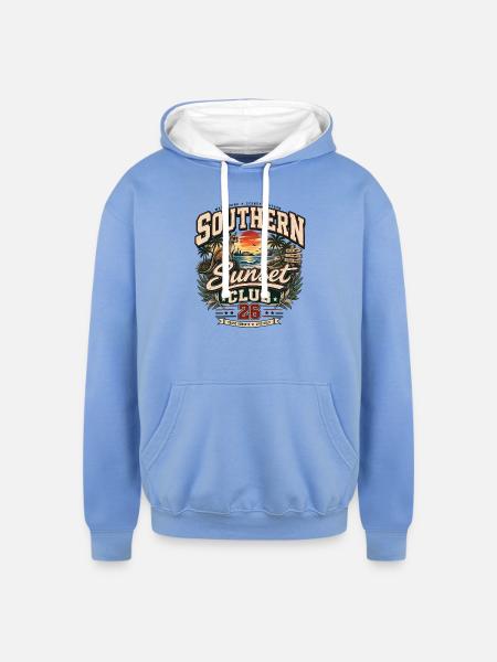Southern Sunset Club 26 - Unisex Contrast Hoodie - sky blue/white