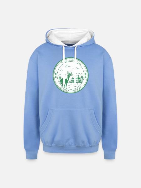 Nara Eki Art - Unisex Contrast Hoodie - sky blue/white
