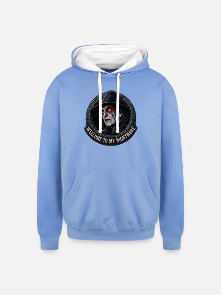 Nightmare Witch in Stone Ring - Unisex Contrast Hoodie - sky blue/white