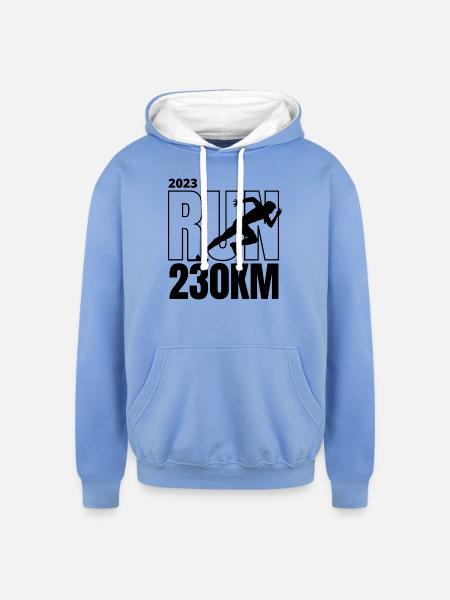 Black white bold sports - Unisex Contrast Hoodie - sky blue/white