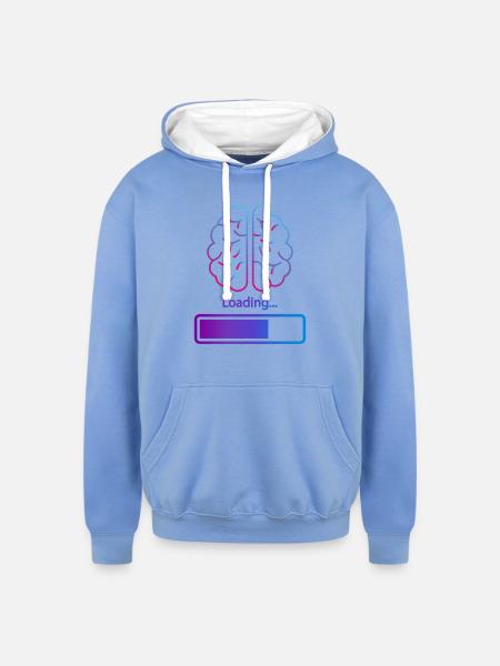 Brain loading - Unisex Contrast Hoodie - sky blue/white
