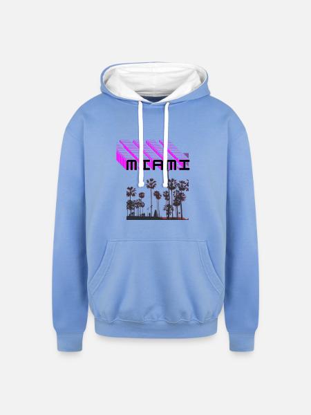 Miami beach - Unisex Contrast Hoodie - sky blue/white