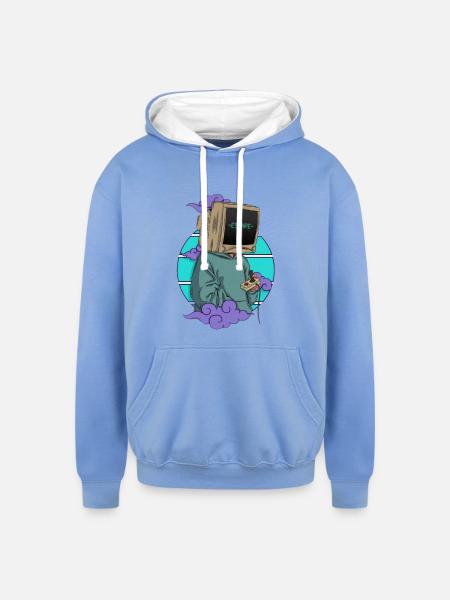 Escape Console Hoodie - Unisex Contrast Hoodie - sky blue/white