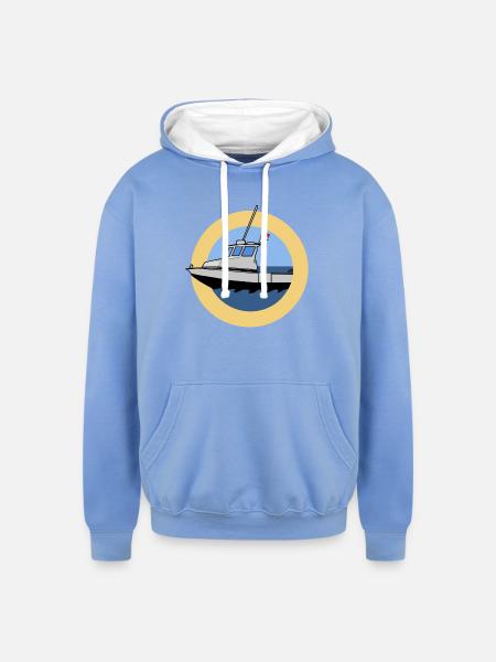 Scuba Boat - Unisex Contrast Hoodie - sky blue/white