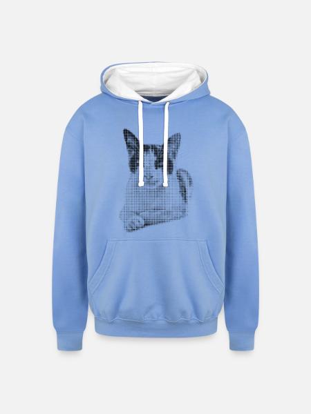 Calico Cat Halftone - Unisex Contrast Hoodie - sky blue/white
