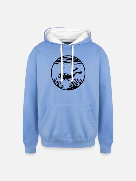 scuba - Unisex Contrast Hoodie - sky blue/white