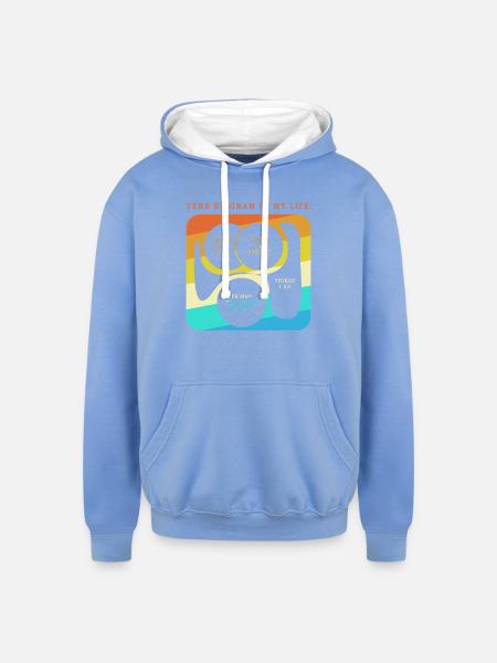Internet Humor Money Meme - Unisex Contrast Hoodie - sky blue/white