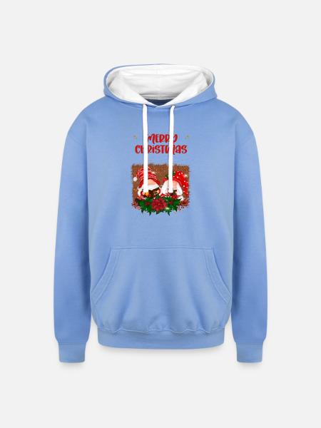 Merry Christmas with loved ones - Unisex Contrast Hoodie - sky blue/white