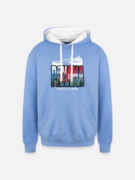 panama - Unisex Contrast Hoodie - sky blue/white