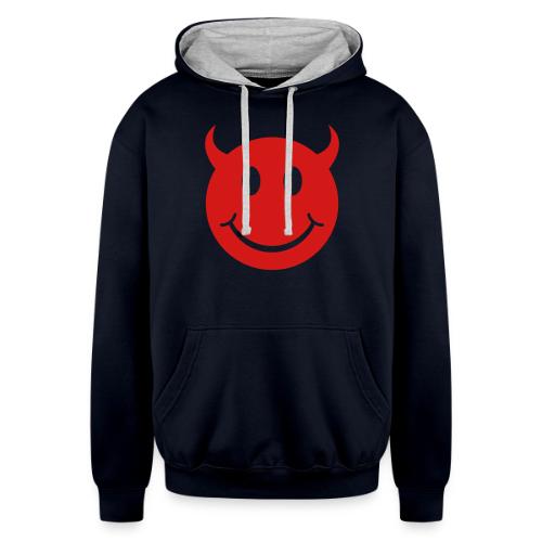 Smiley Devil Face - Unisex Contrast Hoodie