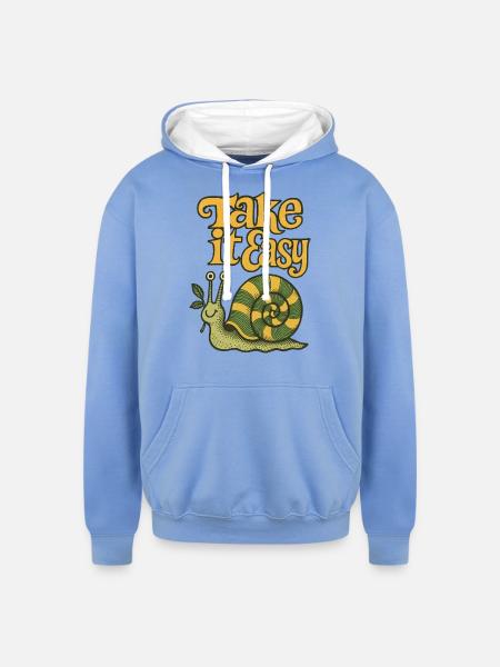 Take is Easy Snail - Unisex Contrast Hoodie - sky blue/white