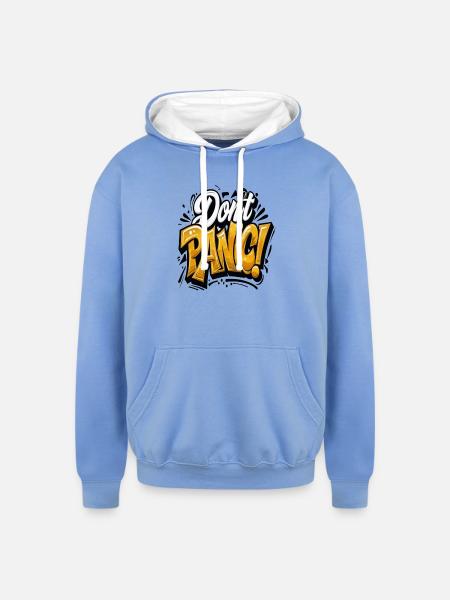 Don’t Panic Bold - Unisex Contrast Hoodie - sky blue/white