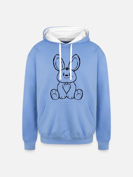 Justbunny - Unisex Contrast Hoodie - sky blue/white