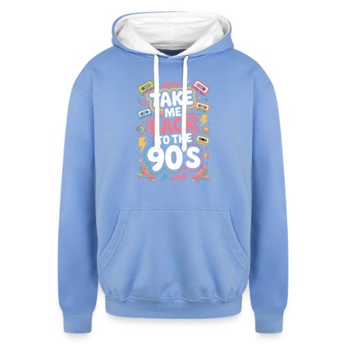 Retro 90s Take Me Back Graphic Art - Unisex Contrast Hoodie