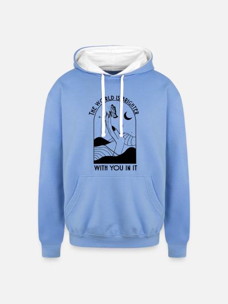 Moonlit Silhouette - Unisex Contrast Hoodie - sky blue/white