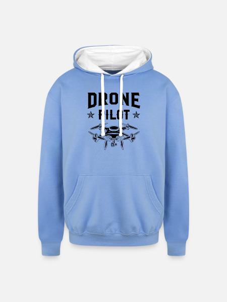 Drone Pilot - Unisex Contrast Hoodie - sky blue/white