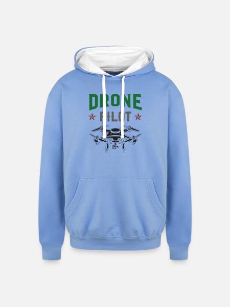 Drone Pilot - Unisex Contrast Hoodie - sky blue/white