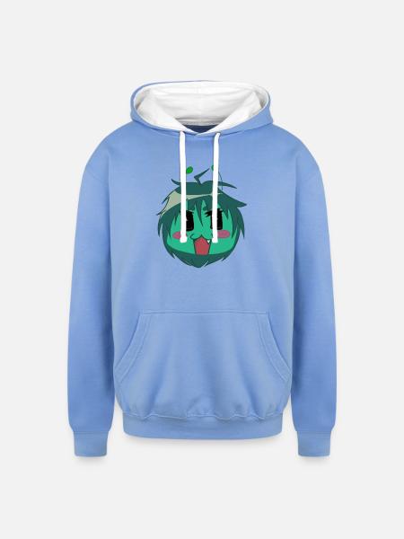 Cute alien anime style - Unisex Contrast Hoodie - sky blue/white