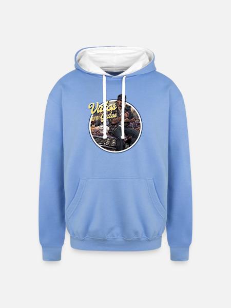 Vatos with Gatos - Unisex Contrast Hoodie - sky blue/white