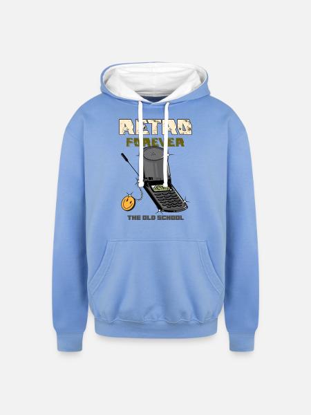 phone - Unisex Contrast Hoodie - sky blue/white