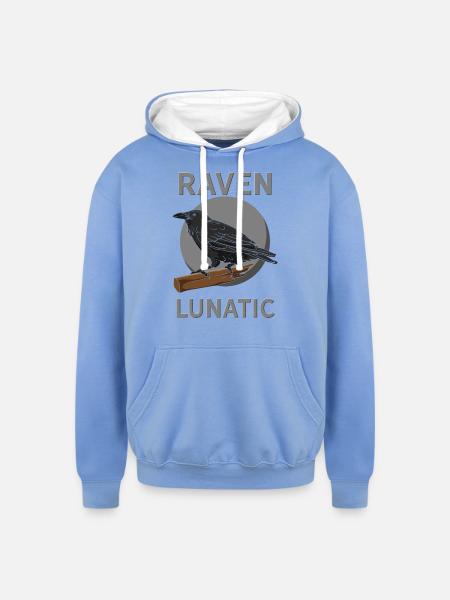 Raven Lunatic - Unisex Contrast Hoodie - sky blue/white