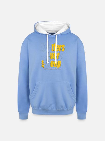 Hustlers Never Sleep - Unisex Contrast Hoodie - sky blue/white