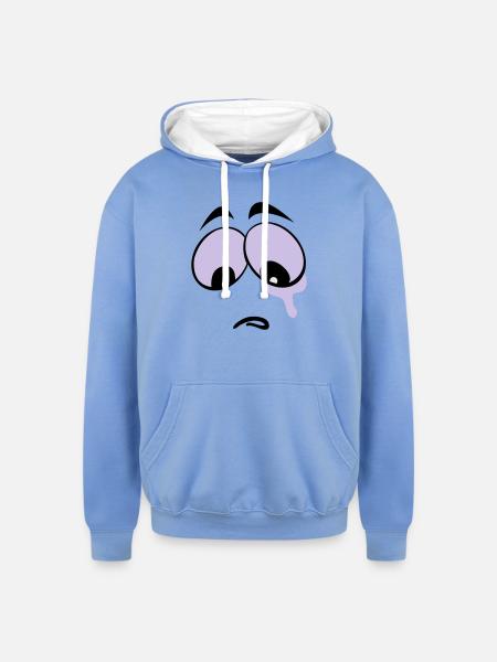 Sad Face - Unisex Contrast Hoodie - sky blue/white