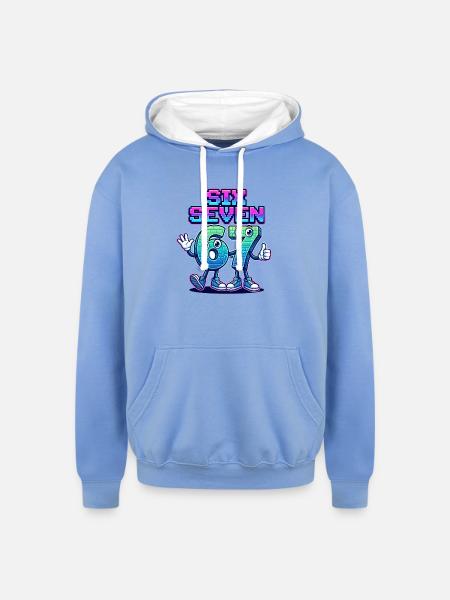 Six Seven 6 7 - Unisex Contrast Hoodie - sky blue/white