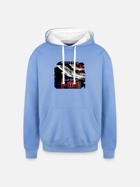 One-Oh-Wonder F-101 Jet Art - Unisex Contrast Hoodie - sky blue/white