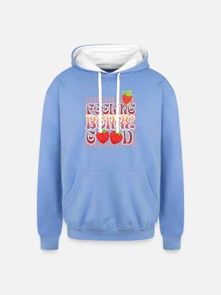 Feeling Berry Good - Unisex Contrast Hoodie - sky blue/white