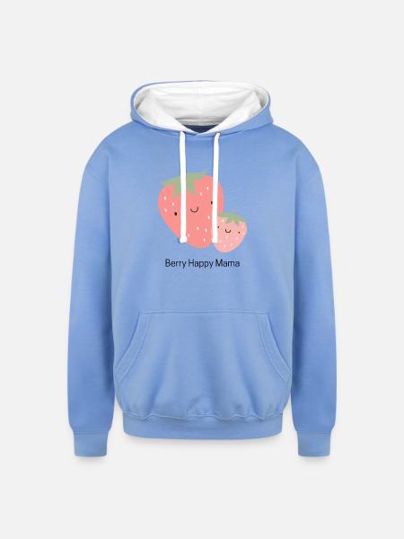 Berry Happy Mama - Unisex Contrast Hoodie - sky blue/white
