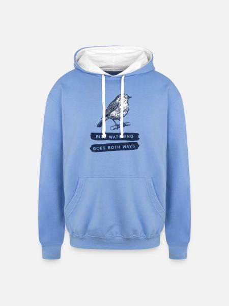 Bird Watching Goes Both Ways - Unisex Contrast Hoodie - sky blue/white