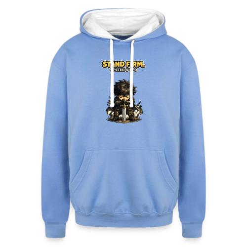 Stand Firm Chibi Warrior | 1 Peter 5:8-9 - Unisex Contrast Hoodie