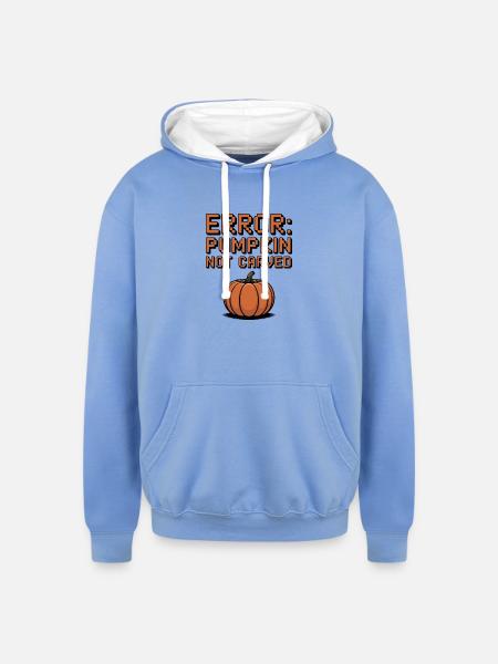 Error: Pumpkin Not Carved - Unisex Contrast Hoodie - sky blue/white