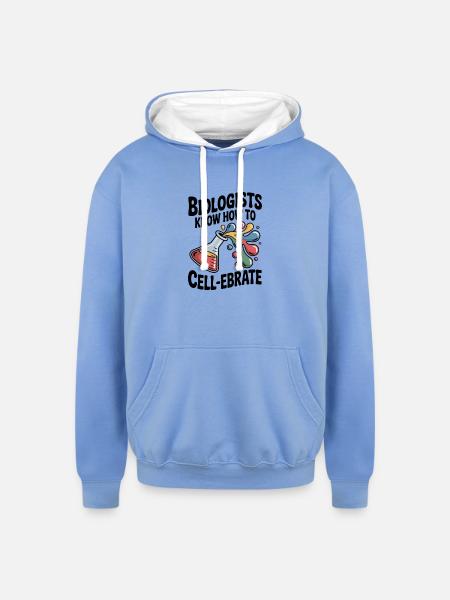 Biologists Know How to Cell-ebrate - Unisex Contrast Hoodie - sky blue/white