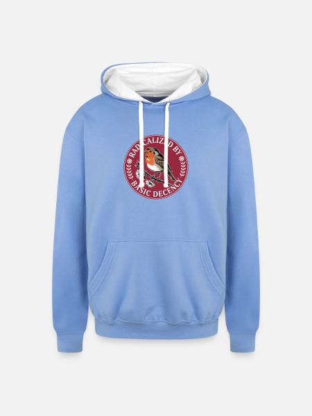 Radicalized By Basic Decency - Unisex Contrast Hoodie - sky blue/white