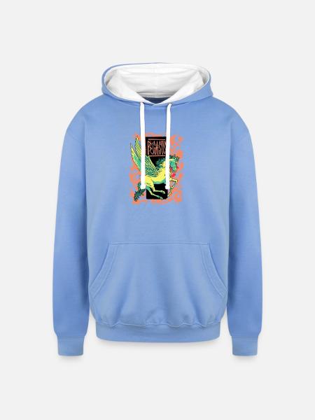 Mythic Pegasus Banner - Unisex Contrast Hoodie - sky blue/white