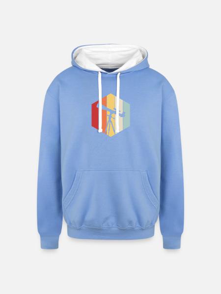 Astrophotography Telescope - Unisex Contrast Hoodie - sky blue/white